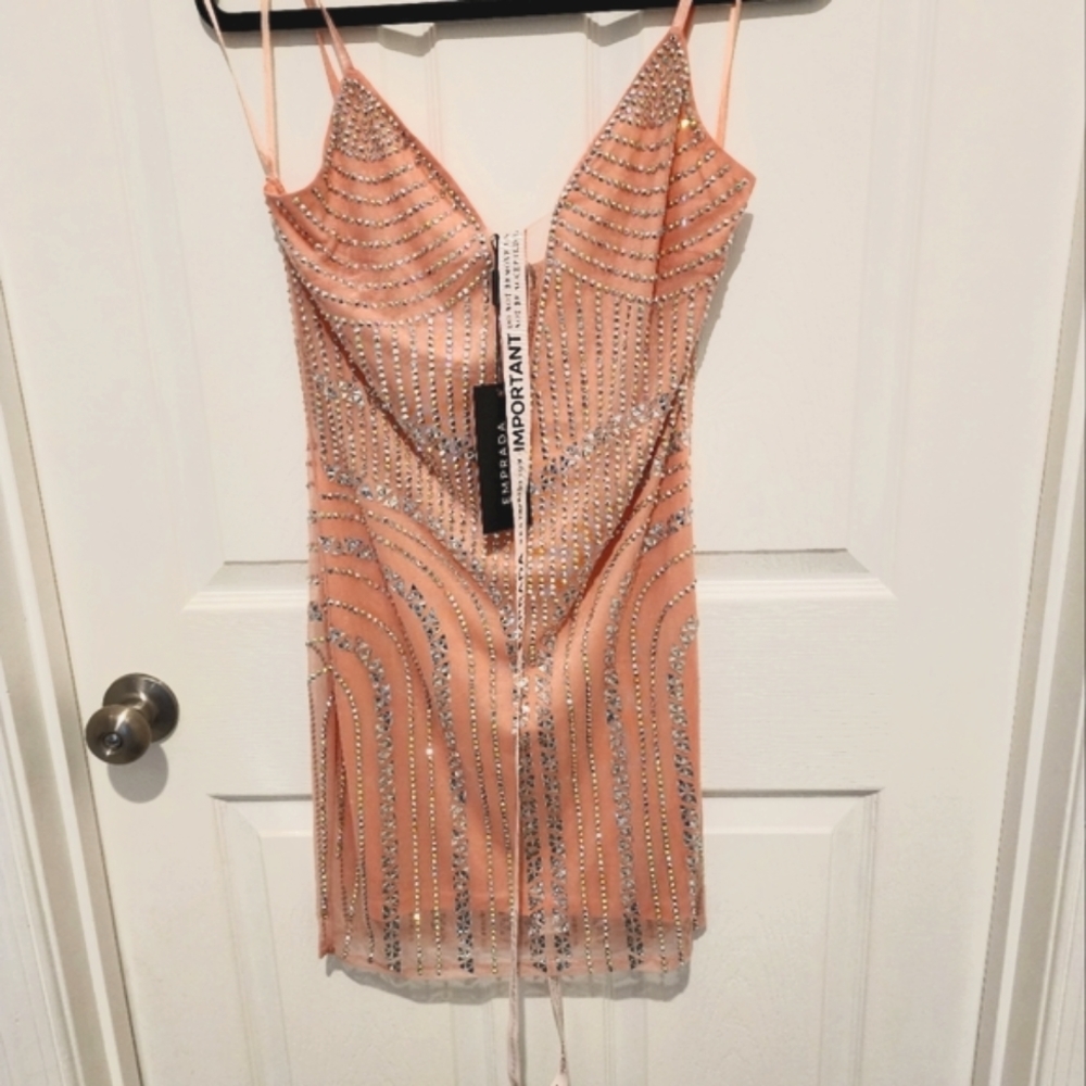 Pink Rhinestone Emprada dress size Large